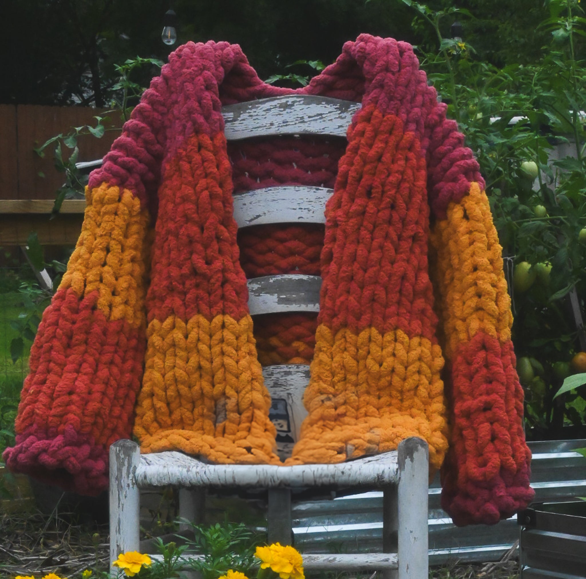 harvest sunset campfire cardigan